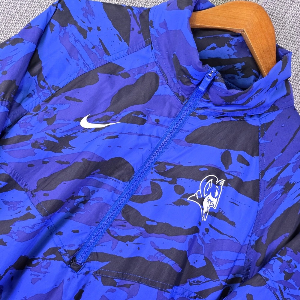 Duke Blue Devils x Nike Jacket Mens M Blue Camo Anorak Quarter Zip Windbreaker
